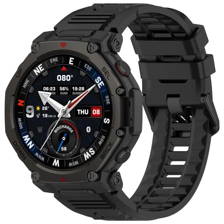 For Amazfit T-Rex 3 Pro 48mm Quick Release Buckle Sport Silicone Watch Band(Black)
