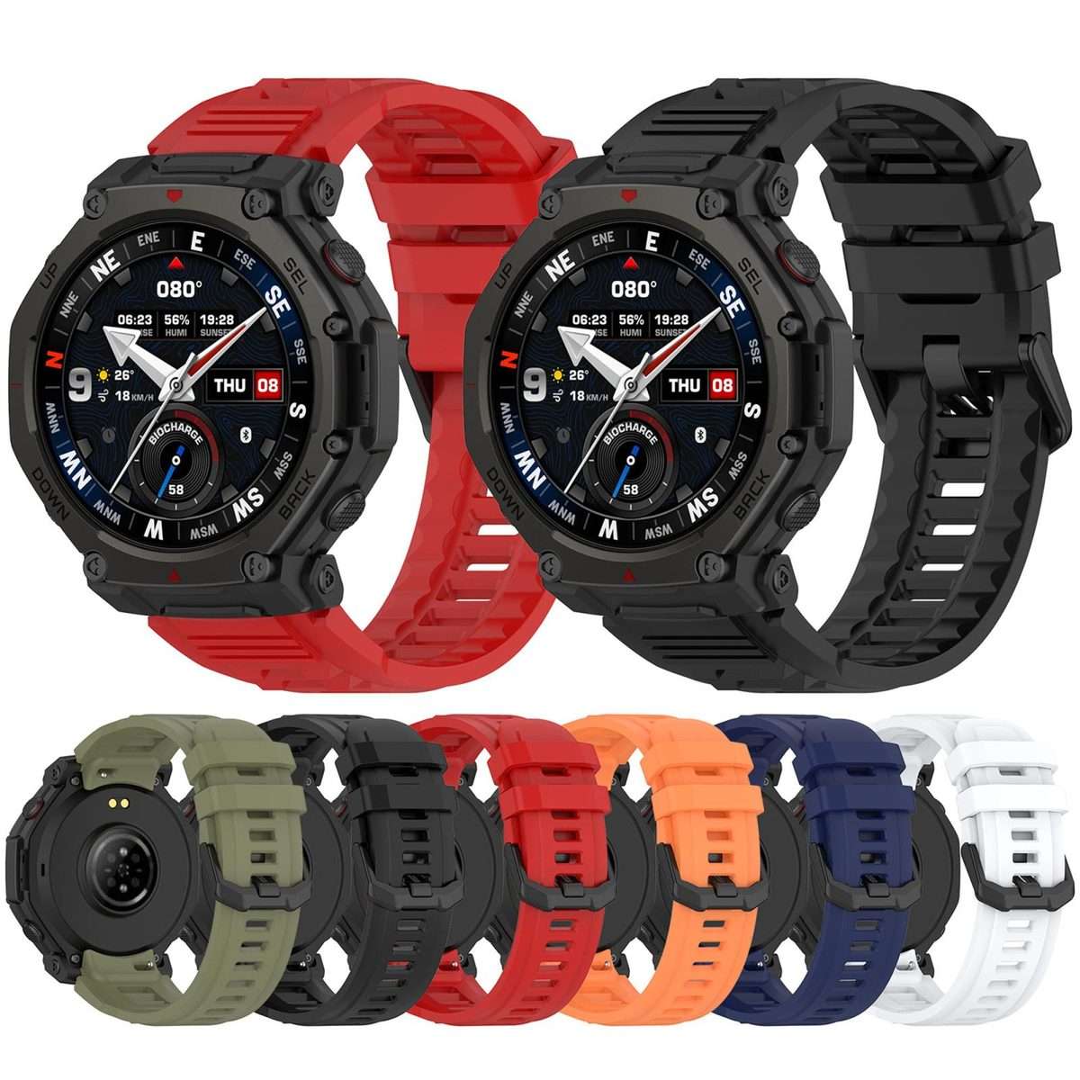 For Amazfit T-Rex 3 Pro 48mm Quick Release Buckle Sport Silicone Watch Band(White)