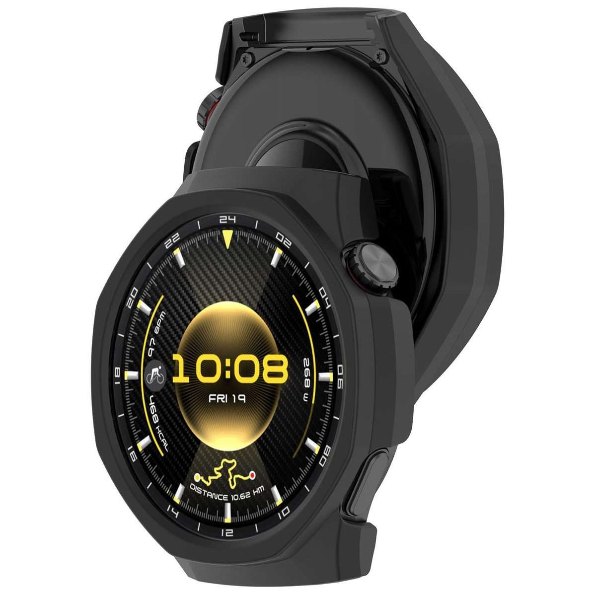 For Huawei Watch GT 6 Pro Half Coverage Hollow PC Watch Protective Cover(Black)