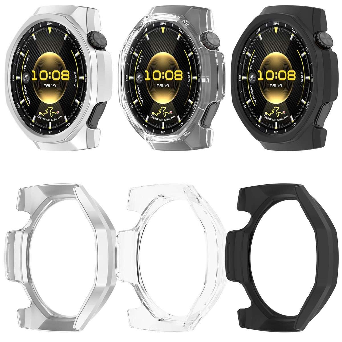 For Huawei Watch GT 6 Pro Half Coverage Hollow PC Watch Protective Cover(Black)