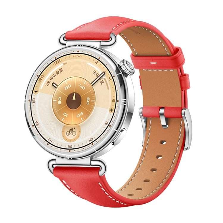 For Huawei Watch GT 6 41mm Soft Leather Watch Band Silver Buckle(Red)