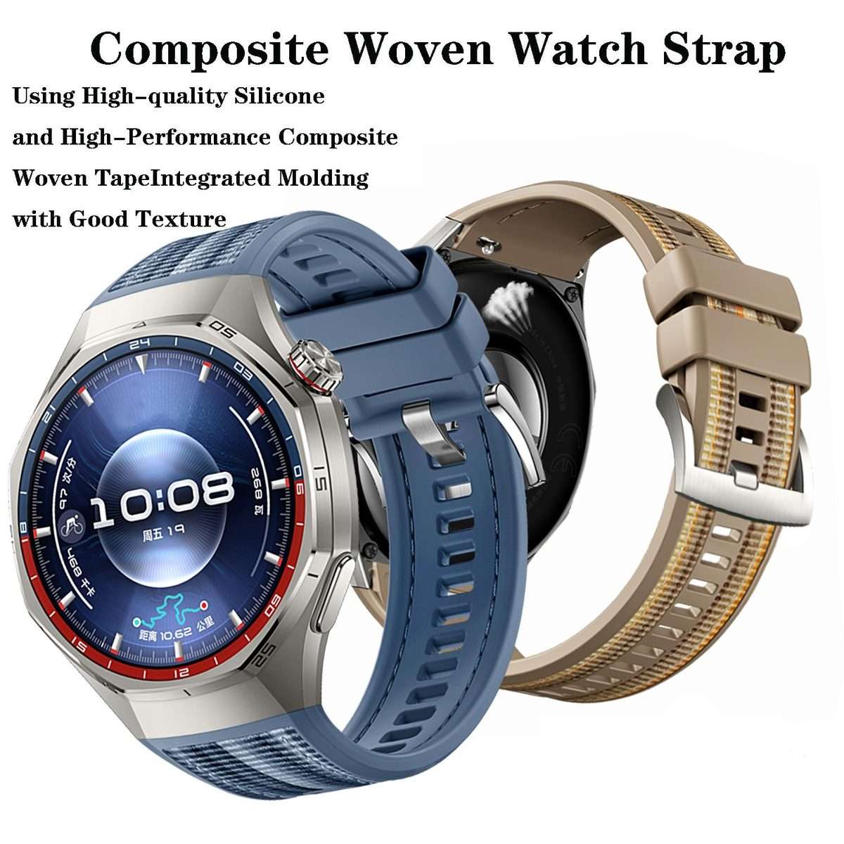 For Huawei Watch GT 6 Pro Quick Release Buckle Hybrid Nylon Braid Silicone Watch Band(Light Blue)