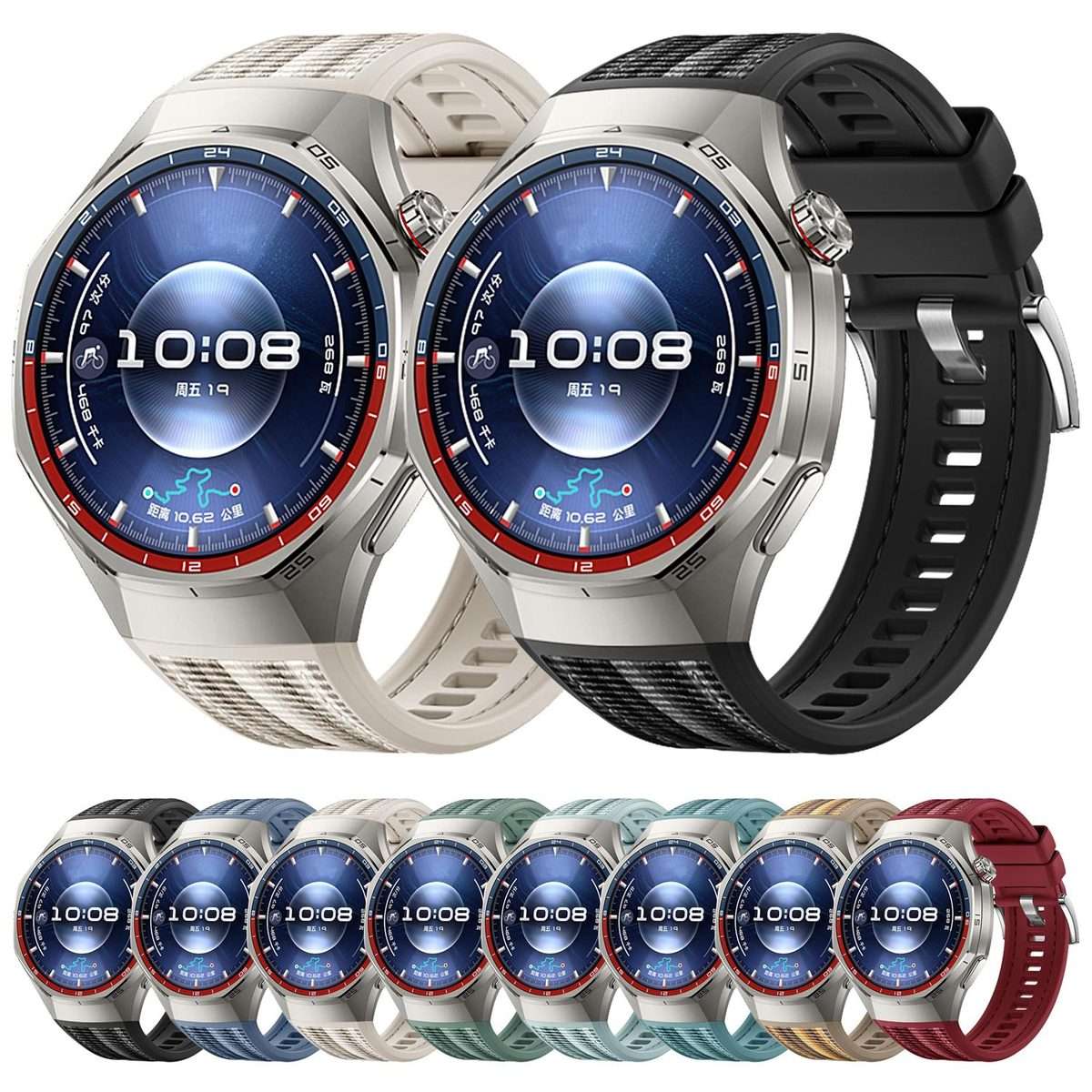 For Huawei Watch GT 6 Pro Quick Release Buckle Hybrid Nylon Braid Silicone Watch Band(Red)