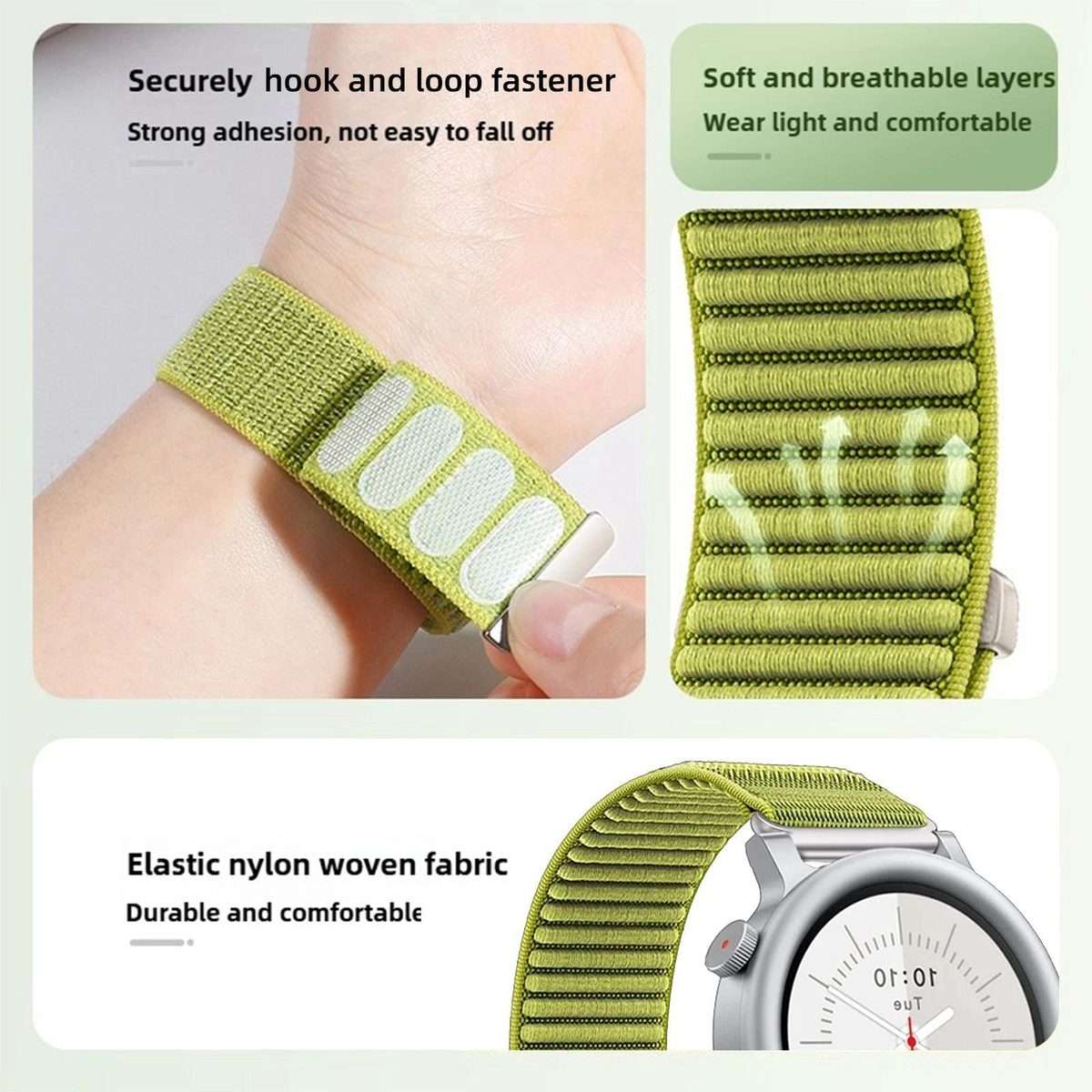 For Nothing CMF Watch 3 Pro Woven Nylon Hook And Loop Fastener Metal Interface Wat ... (Starlight)