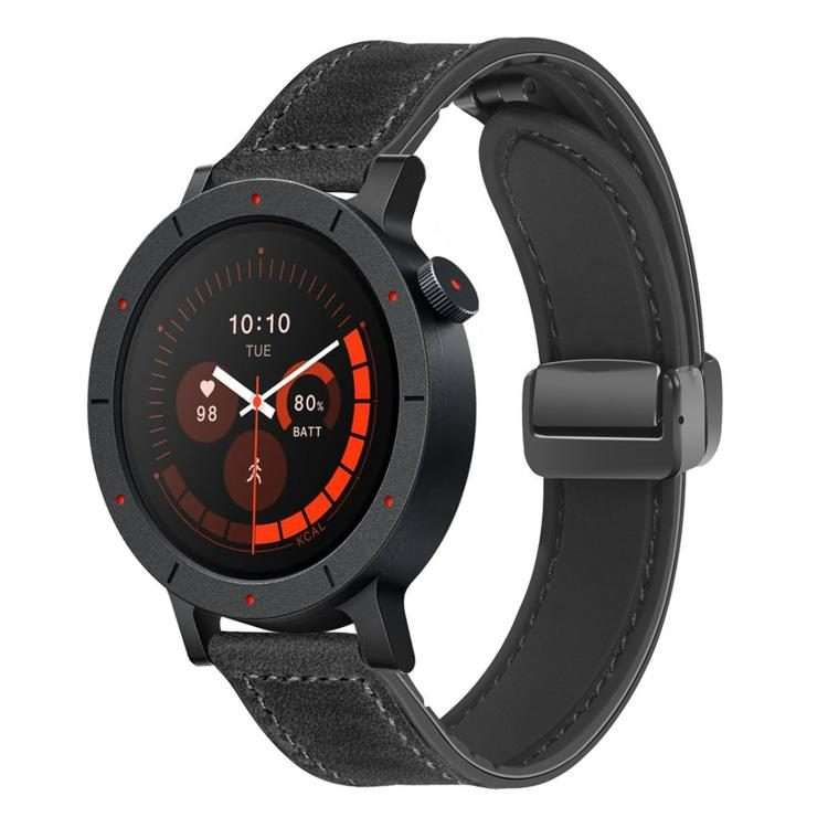 For Nothing CMF Watch 3 Pro Folding Magnetic Buckle Silicone Leather Watch Band(Black)
