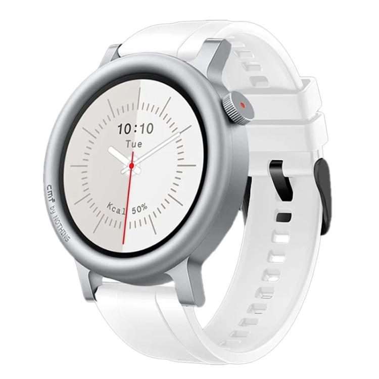 For Nothing CMF Watch 3 Pro Black Buckle Solid Color Silicone Watch Band(White)