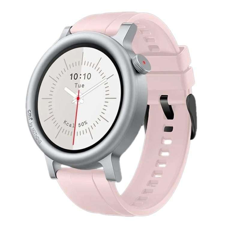 For Nothing CMF Watch 3 Pro Black Buckle Solid Color Silicone Watch Band(Sand Pink)
