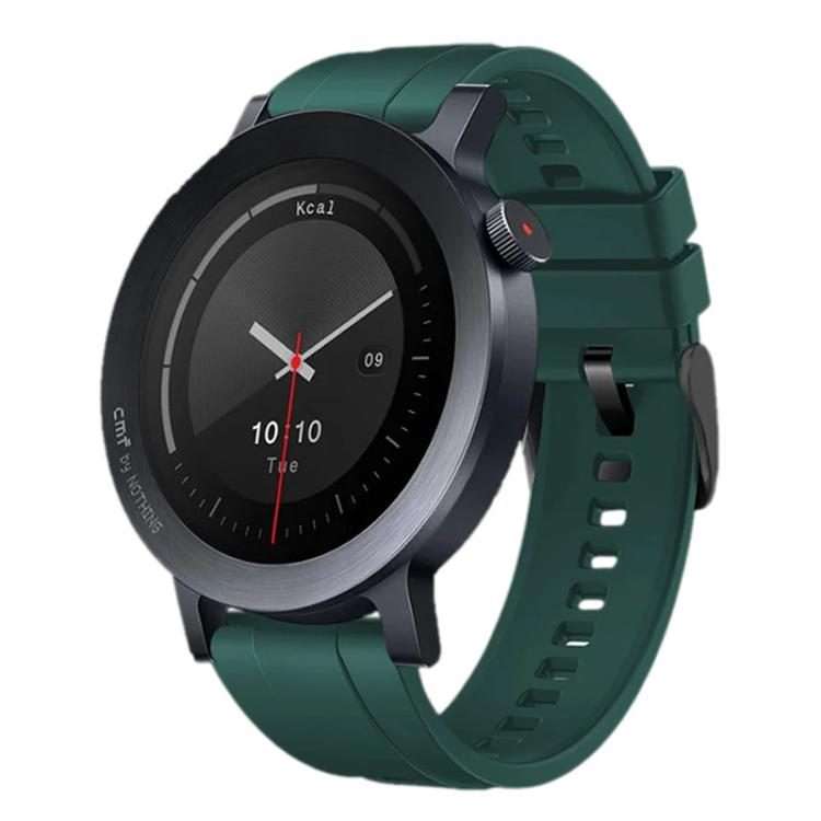 For Nothing CMF Watch 3 Pro Black Buckle Solid Color Silicone Watch Band(Dark Green)