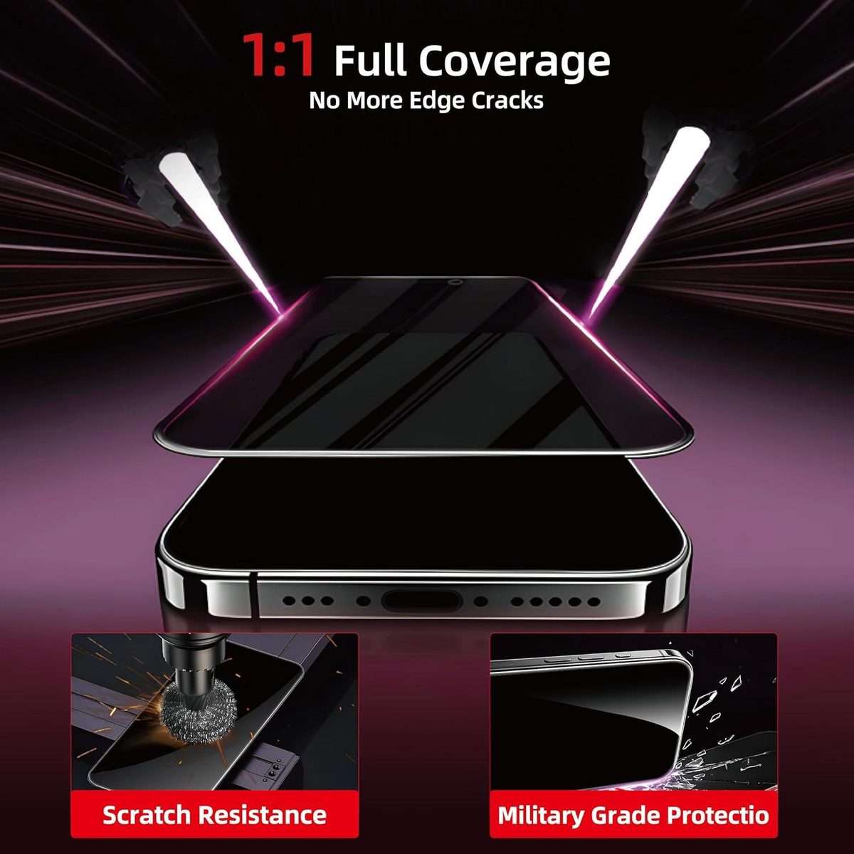 For iPhone 17 Pro Max 10pcs Armor 300C Ultra-Curved Anti-Static Anti-Dust Silk-Screened Privacy Te
