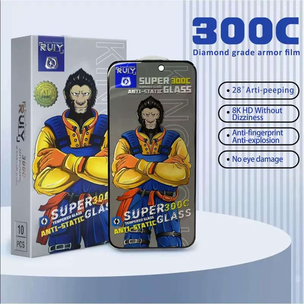For iPhone 17 Pro 10pcs Armor 300C Ultra-Curved Anti-Static Anti-Dust Silk-Screened Privacy Temper