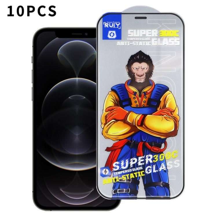 For iPhone 12 Pro Max 10pcs Armor 300C Ultra-Curved Anti-Static Anti-Dust Silk-Screened HD Tempere