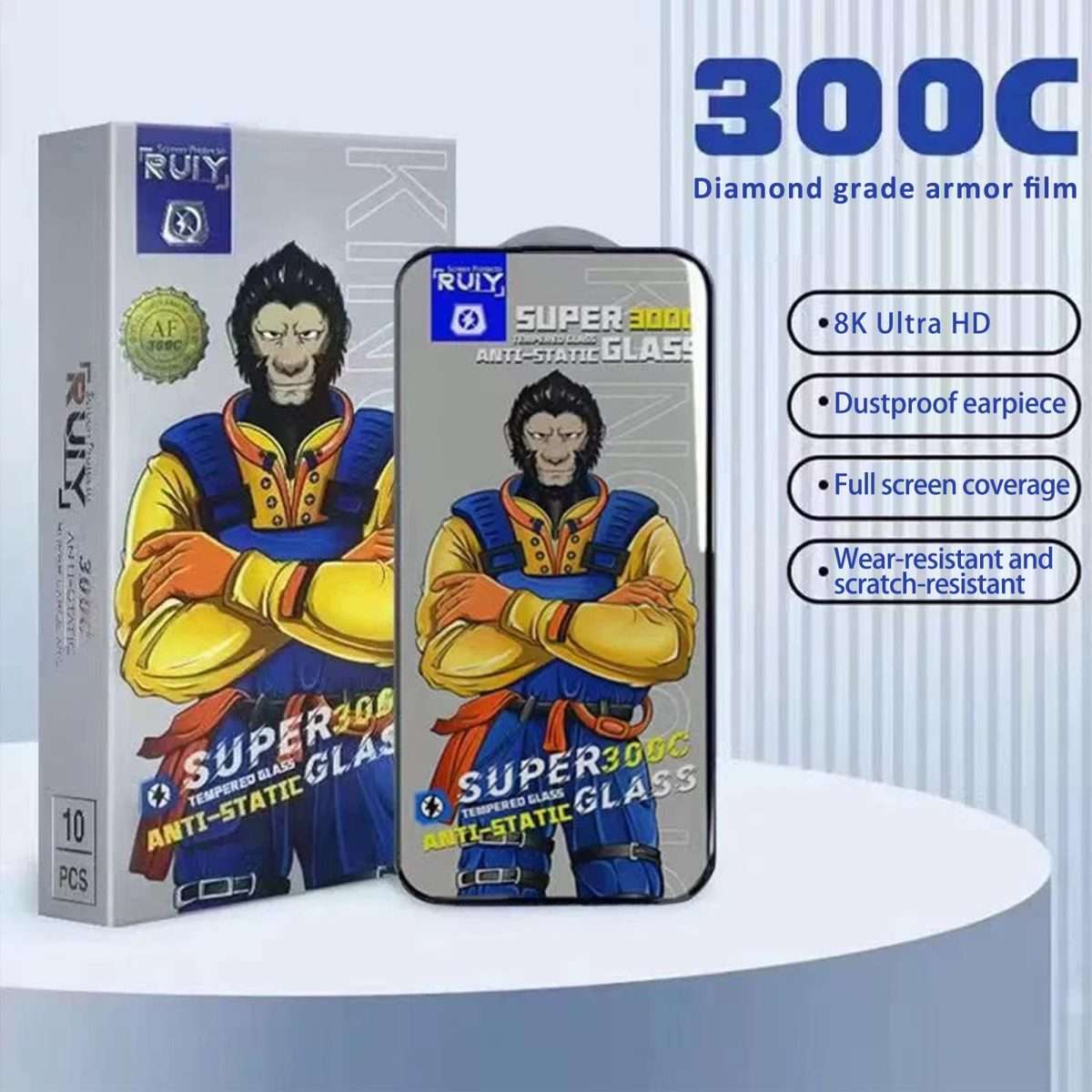 For iPhone 12 Pro Max 10pcs Armor 300C Ultra-Curved Anti-Static Anti-Dust Silk-Screened HD Tempere