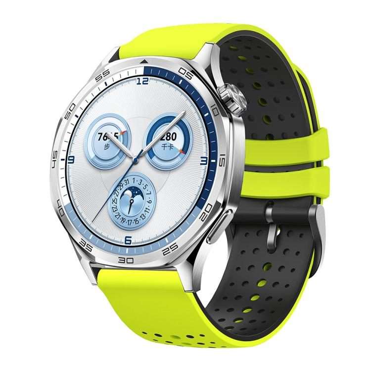 22mm Starry Sky Two Color Silicone Watch Band(Light Yellow Black)