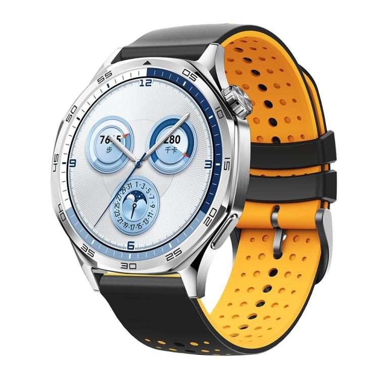 22mm Starry Sky Two Color Silicone Watch Band(Black Yellow)