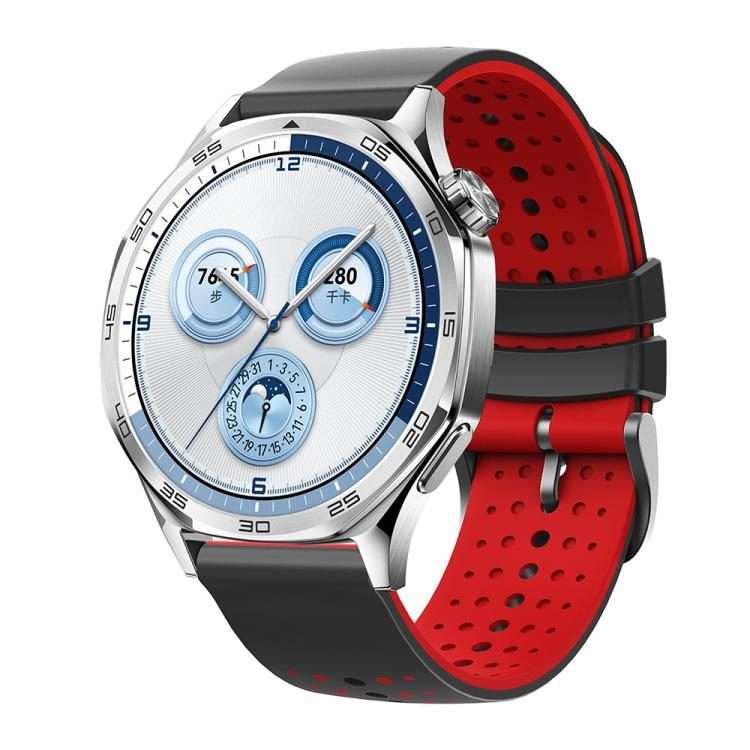22mm Starry Sky Two Color Silicone Watch Band(Black Red)
