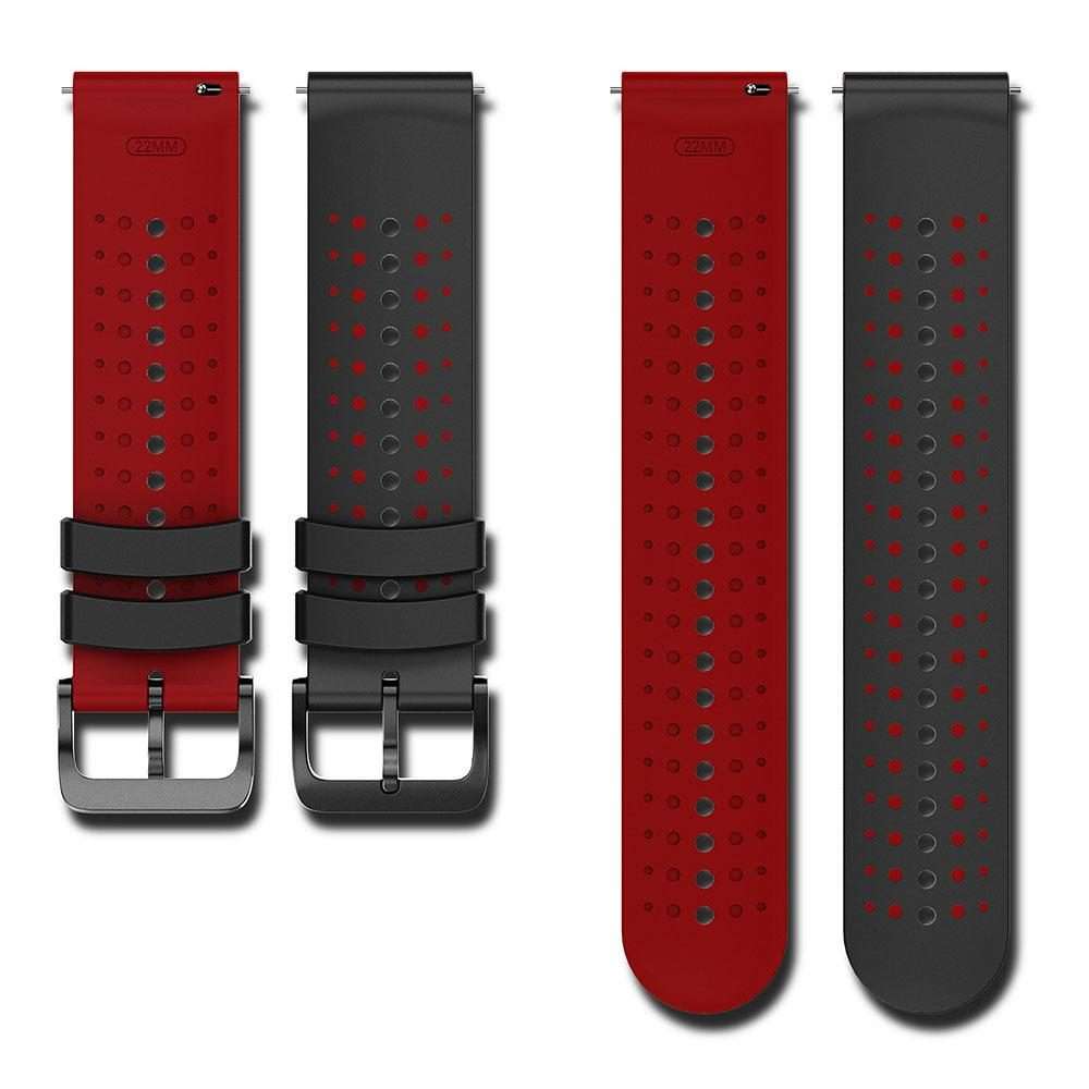 22mm Starry Sky Two Color Silicone Watch Band(Black Red)