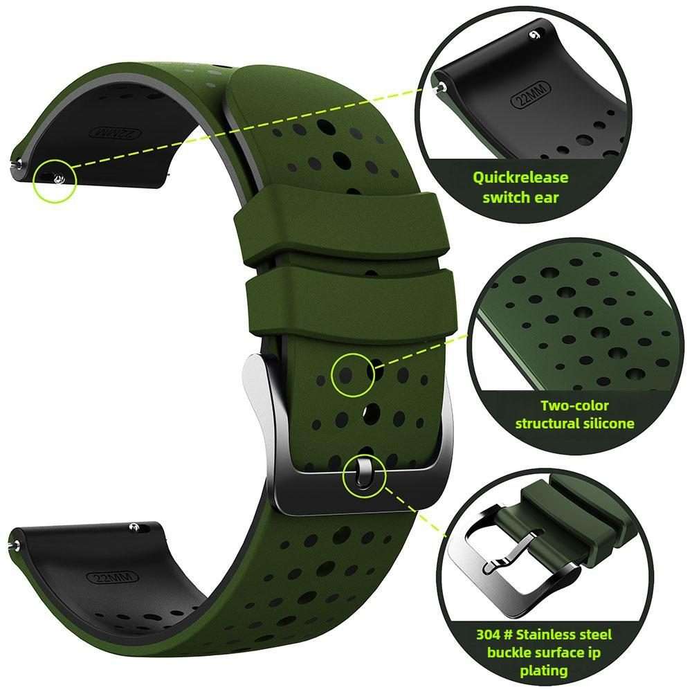 22mm Starry Sky Two Color Silicone Watch Band(Black Grey)