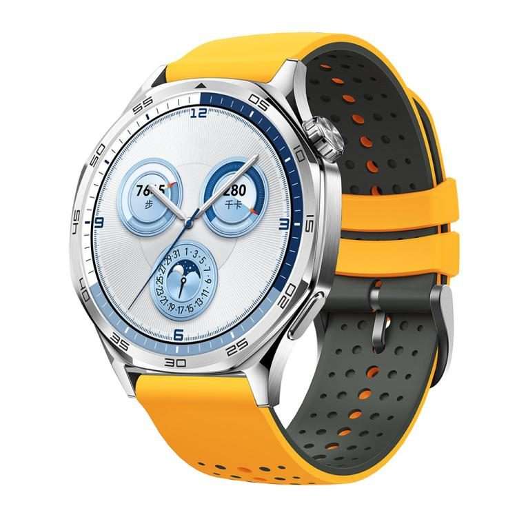 22mm Starry Sky Two Color Silicone Watch Band(Yellow Grey)