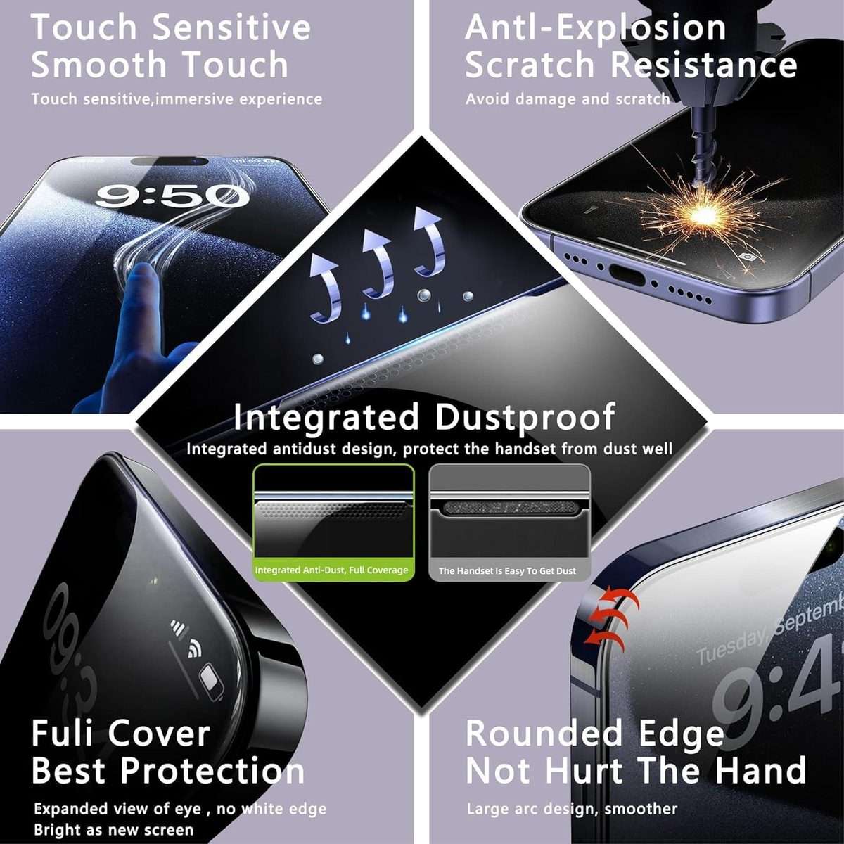 For iPhone 12 Pro 10pcs Armor Super-Strong 3D Curved 120C Anti-Static High-Aluminum Screen-Printed