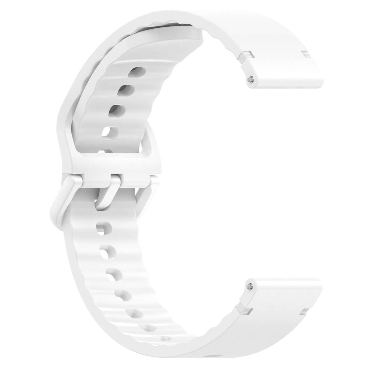 20mm Solid Color Stitched Colorful Buckle Silicone Watch Band(White)