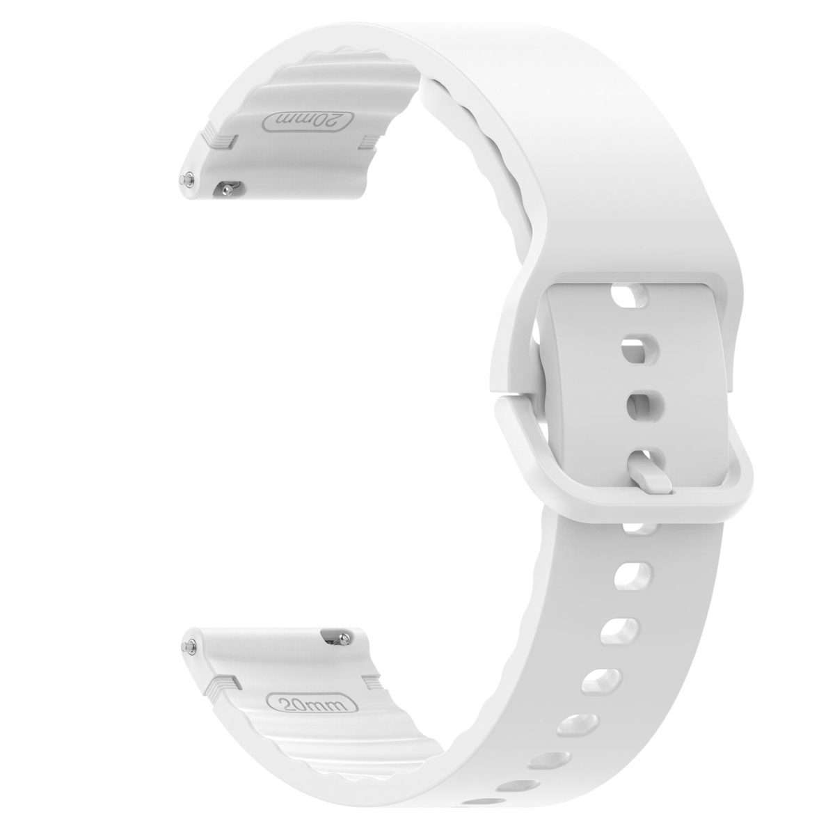 20mm Solid Color Stitched Colorful Buckle Silicone Watch Band(White)