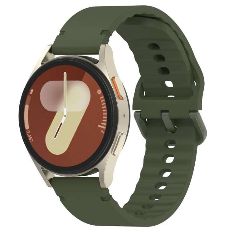 20mm Solid Color Stitched Colorful Buckle Silicone Watch Band(Army Green)