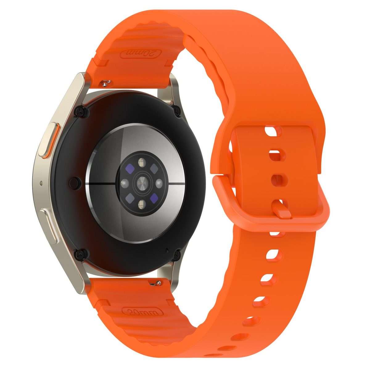 22mm Solid Color Stitched Colorful Buckle Silicone Watch Band(Orange)