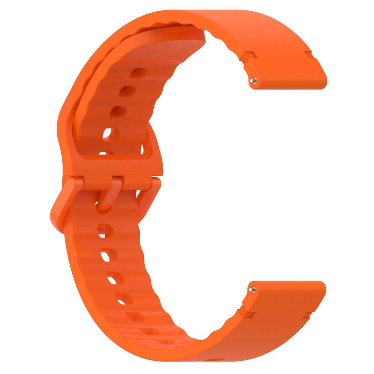 22mm Solid Color Stitched Colorful Buckle Silicone Watch Band(Orange)
