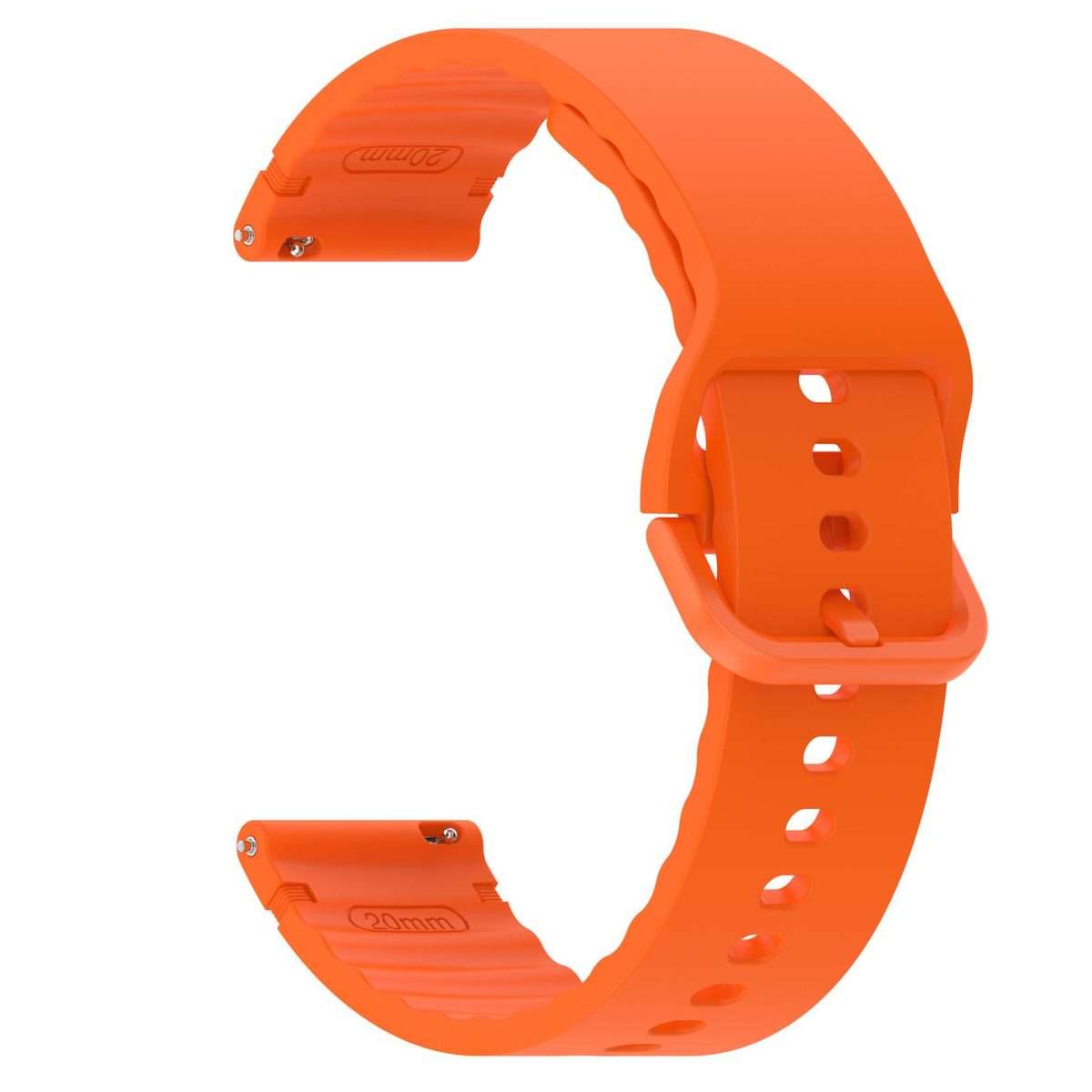 22mm Solid Color Stitched Colorful Buckle Silicone Watch Band(Orange)