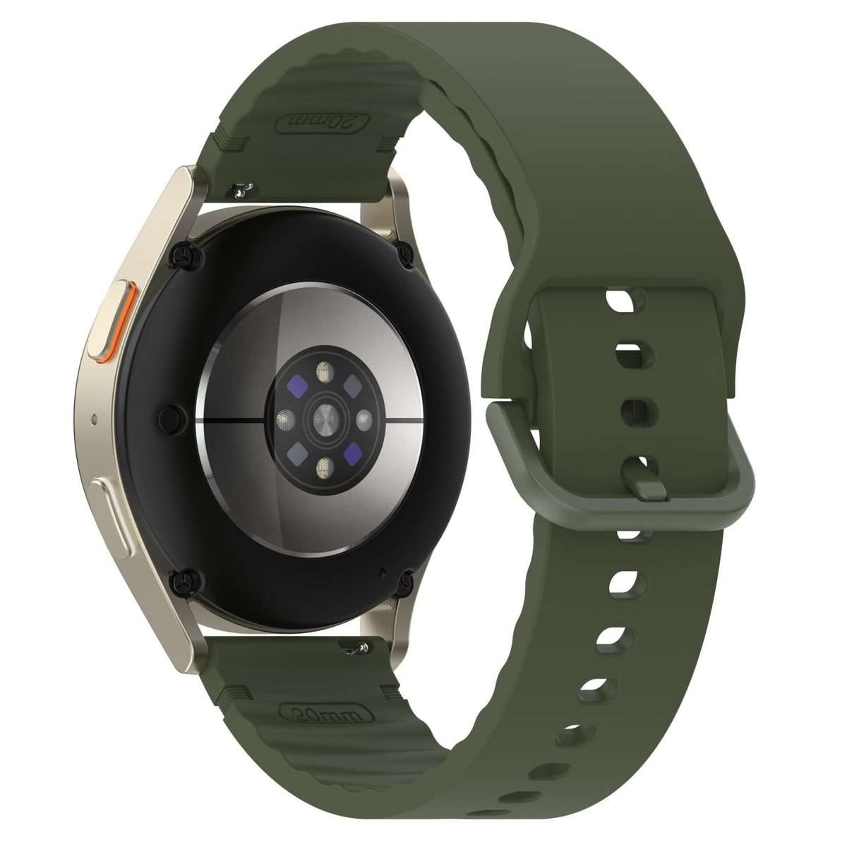 22mm Solid Color Stitched Colorful Buckle Silicone Watch Band(Army Green)