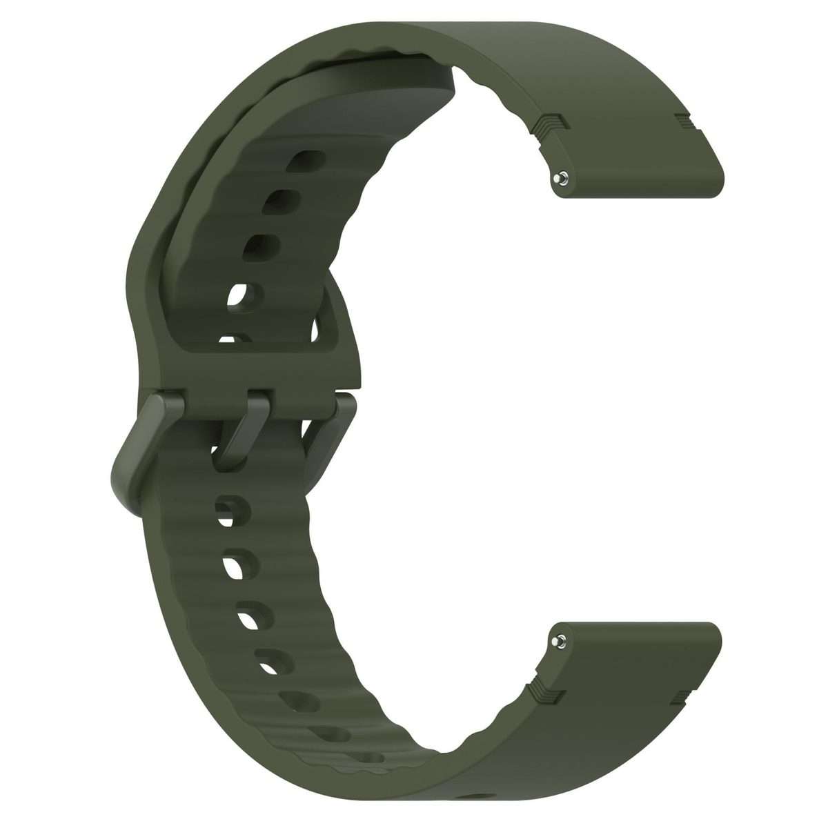 22mm Solid Color Stitched Colorful Buckle Silicone Watch Band(Army Green)