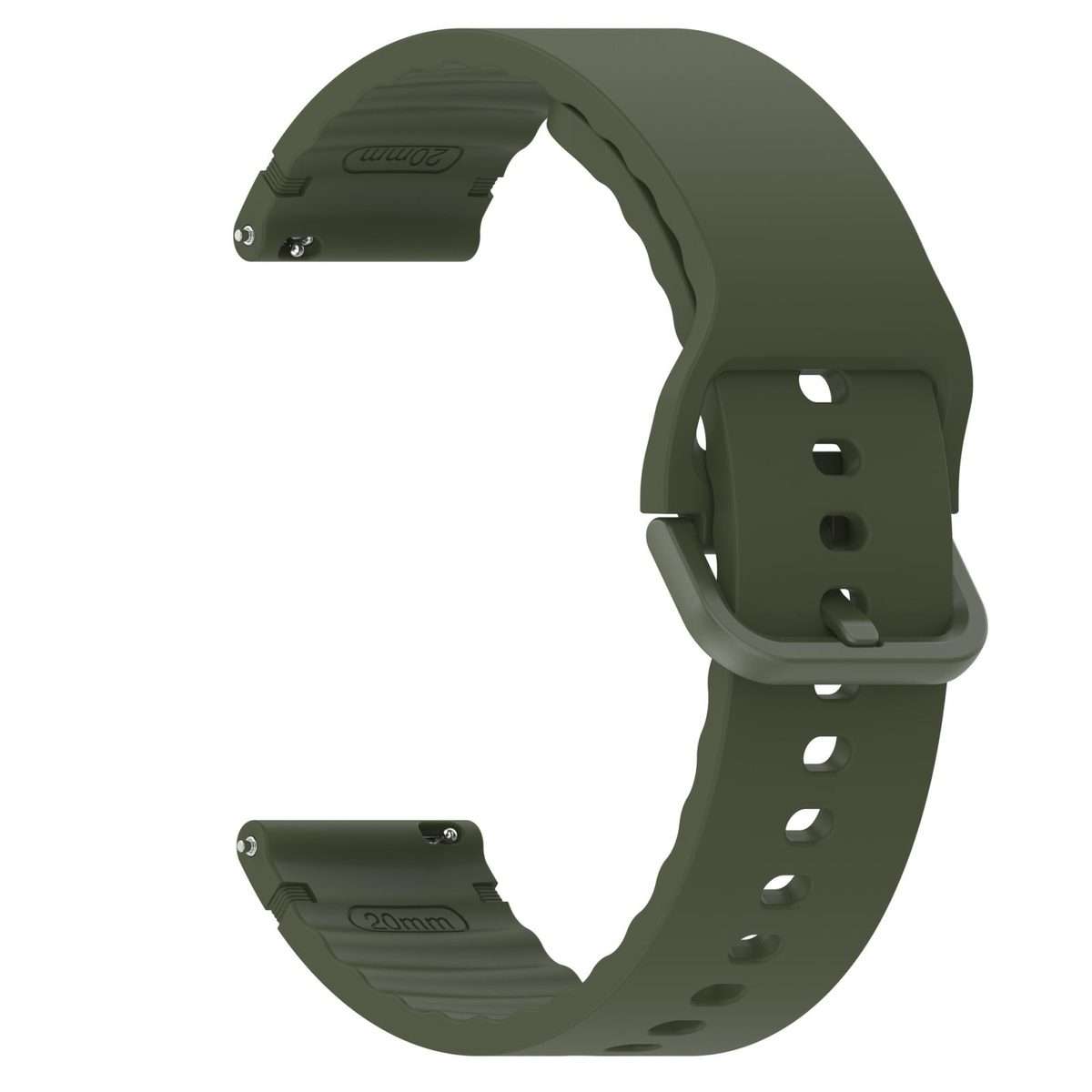 22mm Solid Color Stitched Colorful Buckle Silicone Watch Band(Army Green)