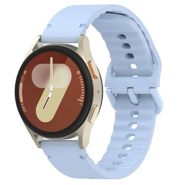22mm Solid Color Stitched Colorful Buckle Silicone Watch Band(Light Blue)