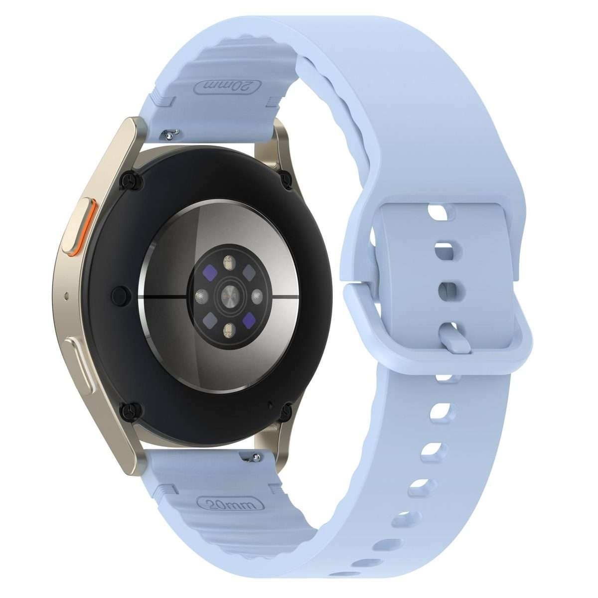 22mm Solid Color Stitched Colorful Buckle Silicone Watch Band(Light Blue)