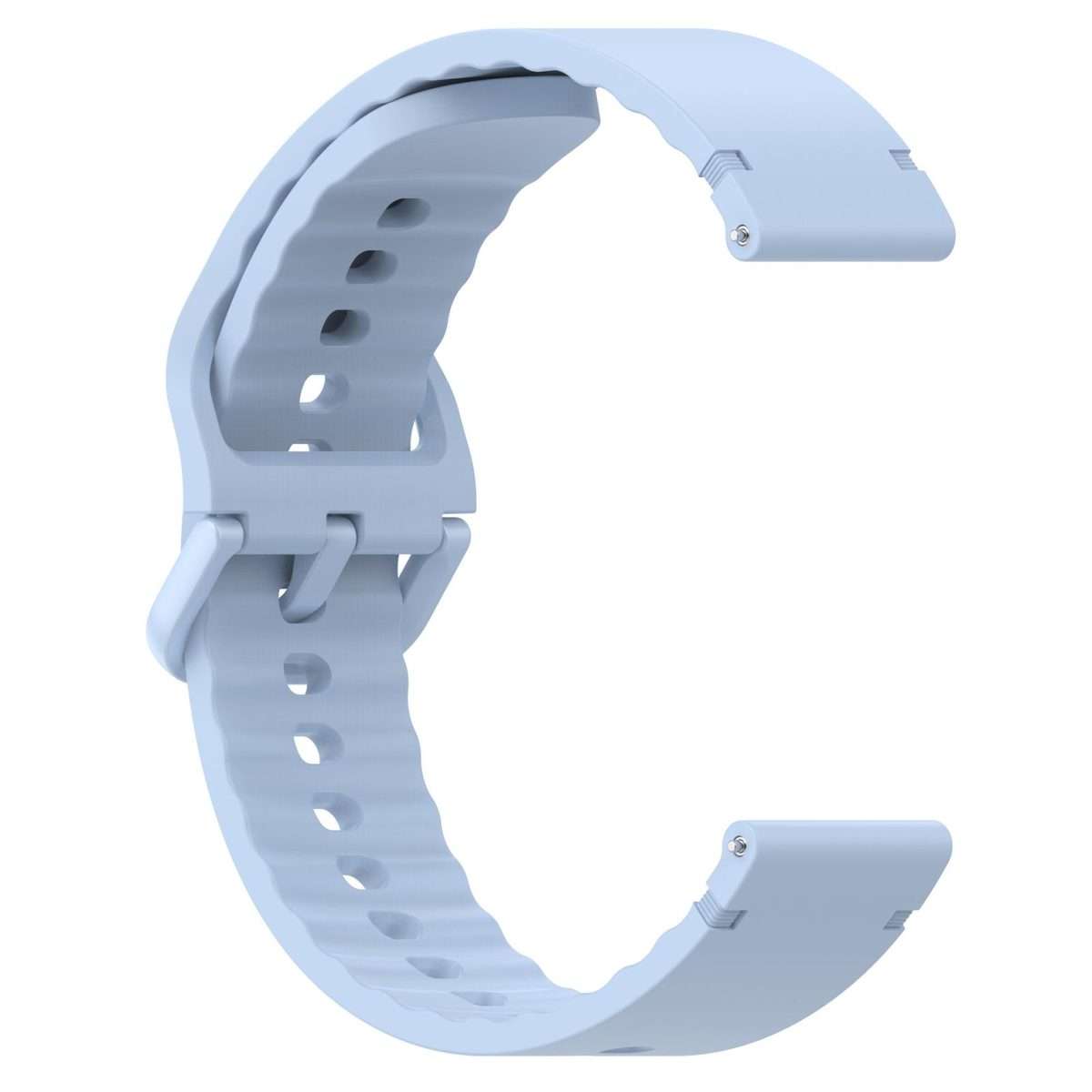 22mm Solid Color Stitched Colorful Buckle Silicone Watch Band(Light Blue)