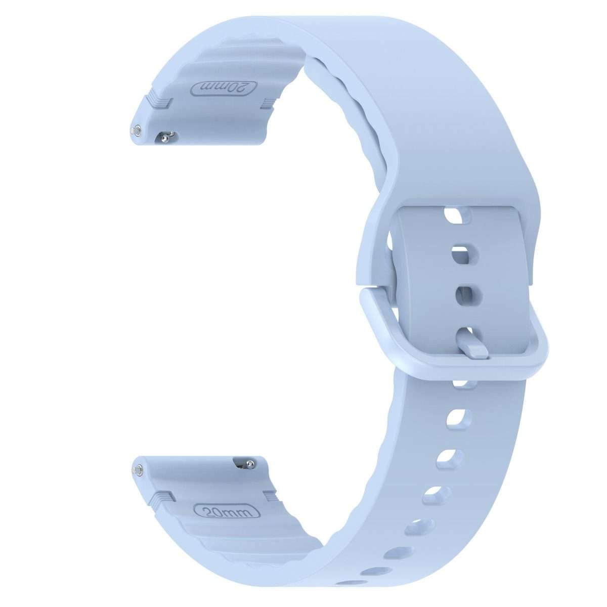 22mm Solid Color Stitched Colorful Buckle Silicone Watch Band(Light Blue)