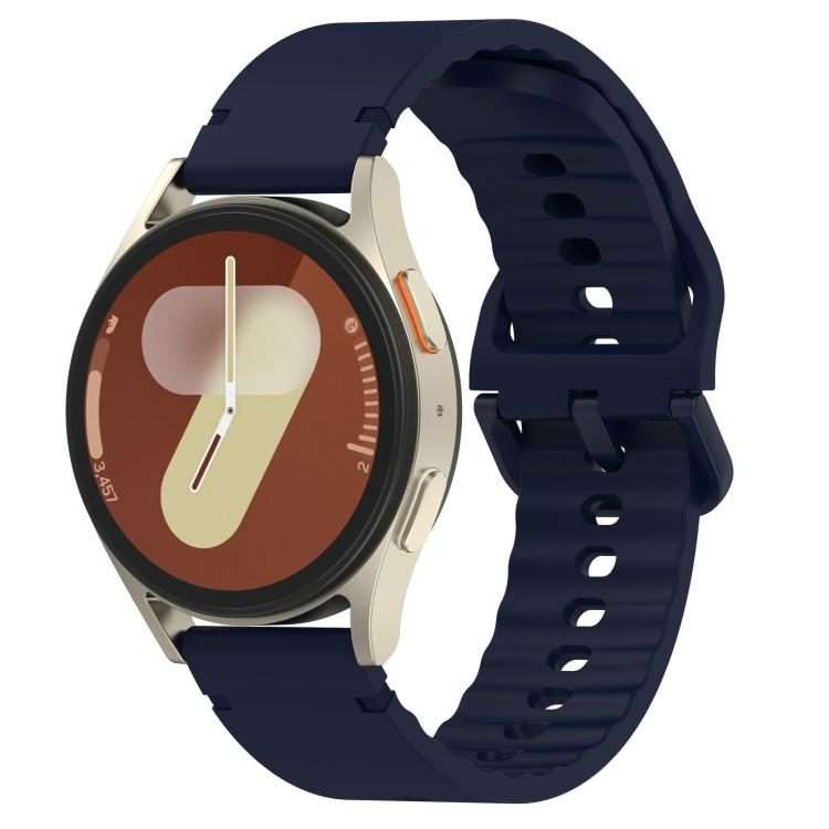22mm Solid Color Stitched Colorful Buckle Silicone Watch Band(Midnight Blue)