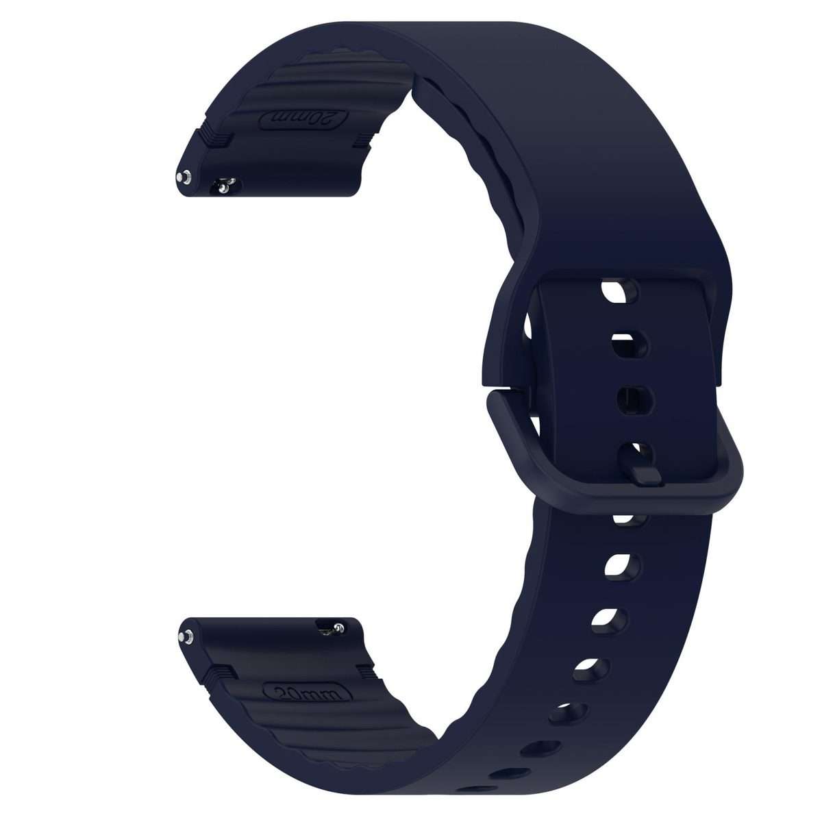 22mm Solid Color Stitched Colorful Buckle Silicone Watch Band(Midnight Blue)