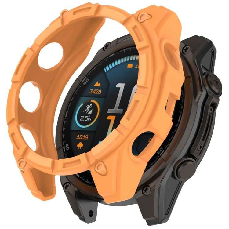 For Garmin Fenix 8 Pro 47mm AMOLED Armor Hollow TPU Half Coverage Watch Protective Cover(Orange)