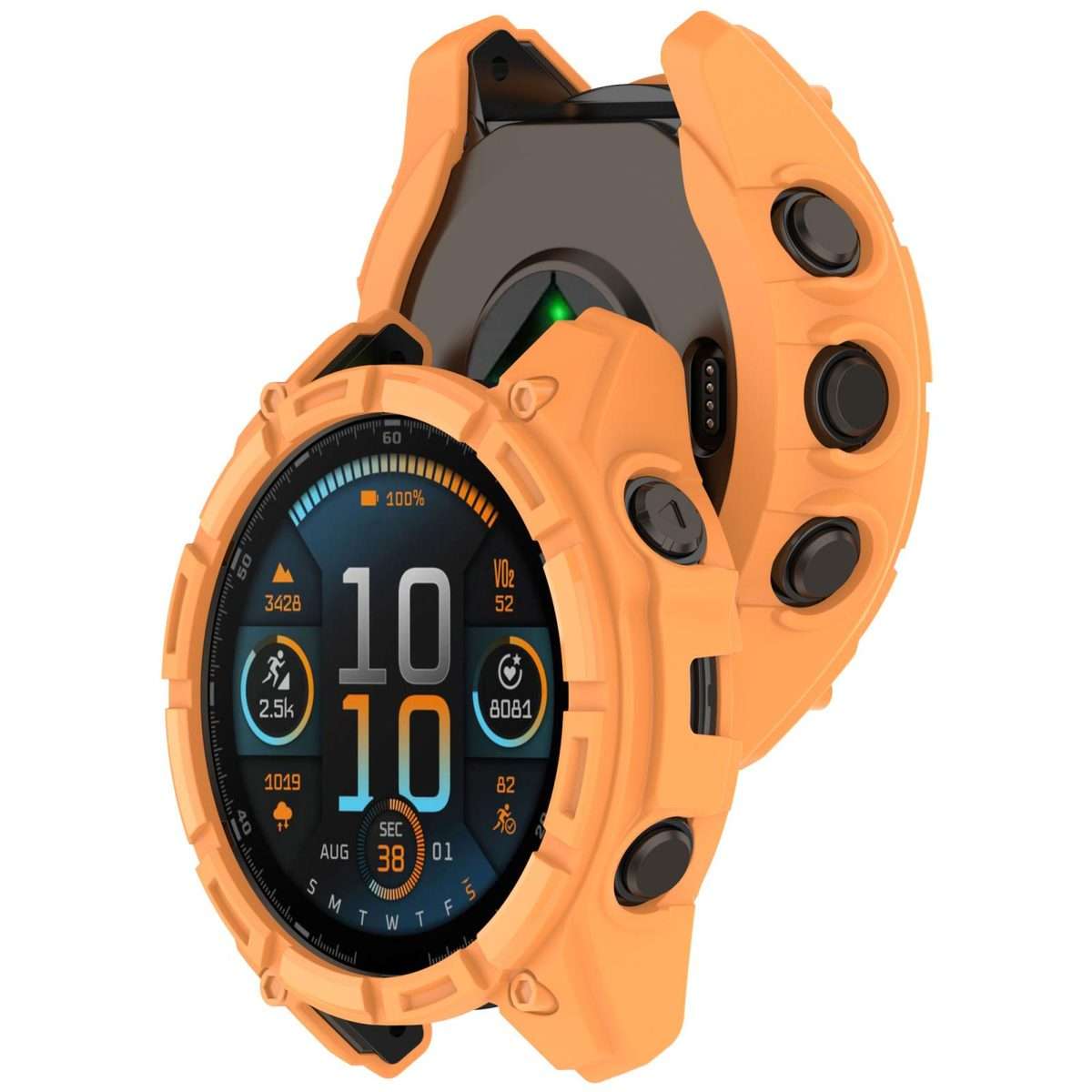 For Garmin Fenix 8 Pro 47mm AMOLED Armor Hollow TPU Half Coverage Watch Protective Cover(Orange)