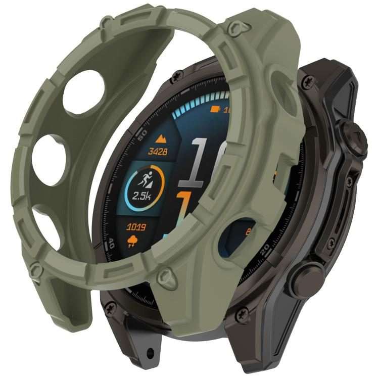 For Garmin Fenix 8 Pro 47mm AMOLED Armor Hollow TPU Half Coverage Watch Protect ... (Juugle Green)