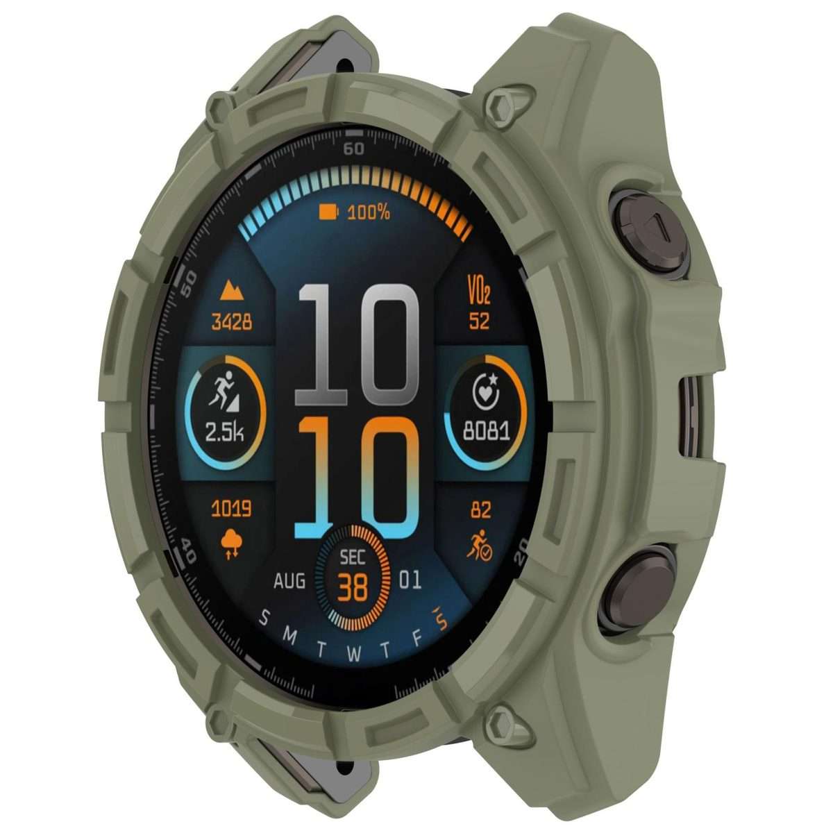 For Garmin Fenix 8 Pro 47mm AMOLED Armor Hollow TPU Half Coverage Watch Protect ... (Juugle Green)