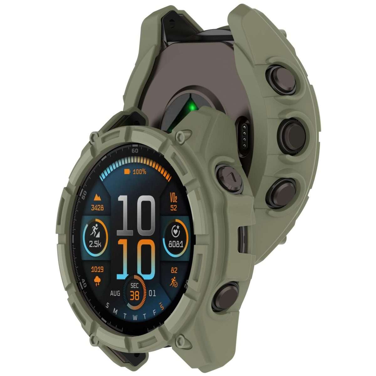 For Garmin Fenix 8 Pro 47mm AMOLED Armor Hollow TPU Half Coverage Watch Protect ... (Juugle Green)
