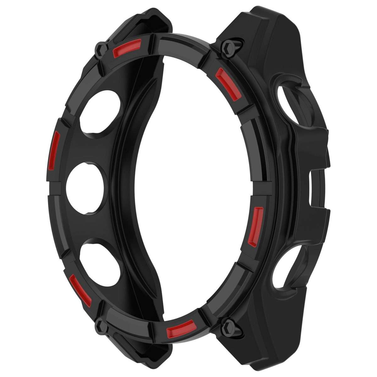 For Garmin Fenix 8 Pro 47mm AMOLED Armor Hollow TPU Half Coverage Watch Protective ... (Black Red)
