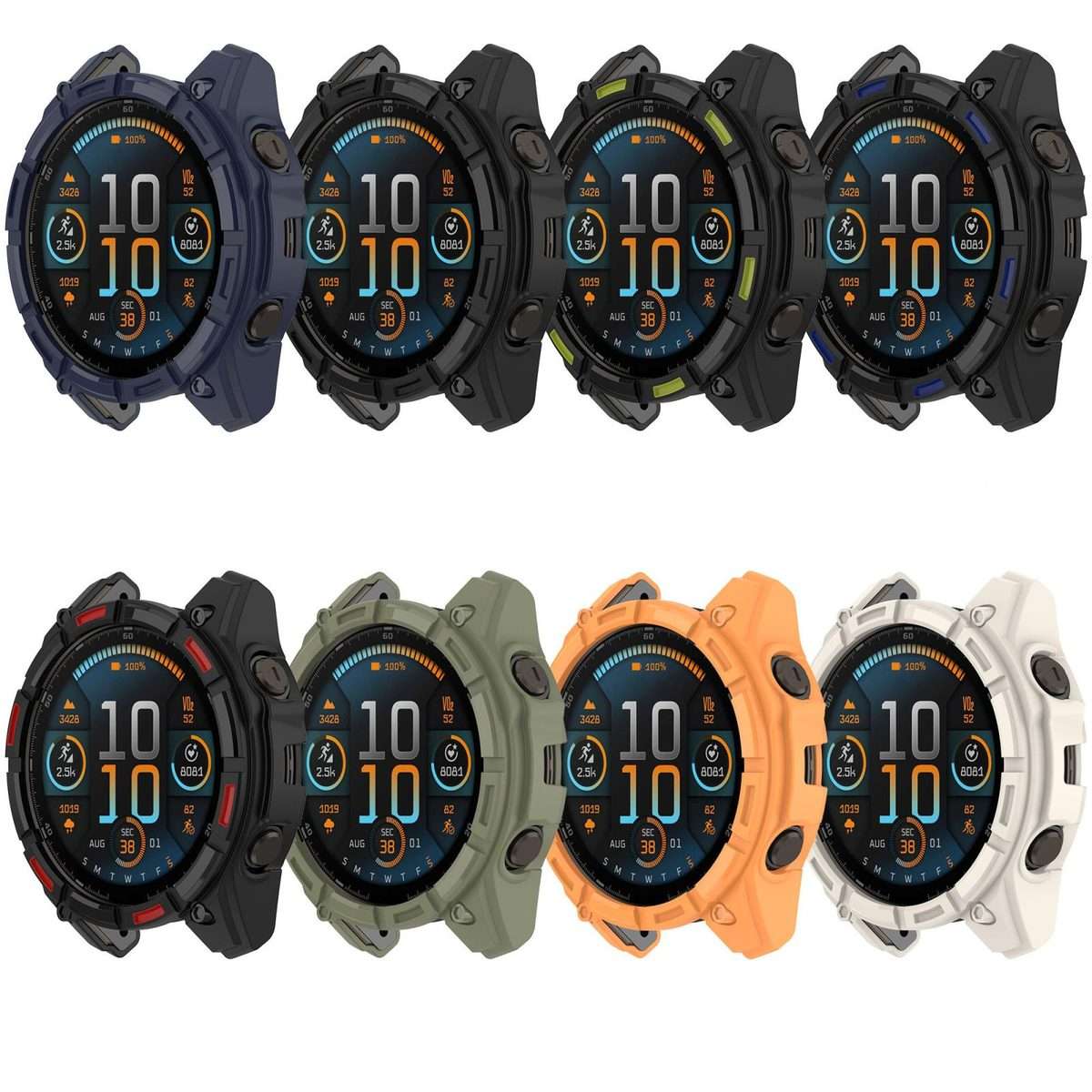 For Garmin Fenix 8 Pro 47mm AMOLED Armor Hollow TPU Half Coverage Watch Protective ... (Black Red)