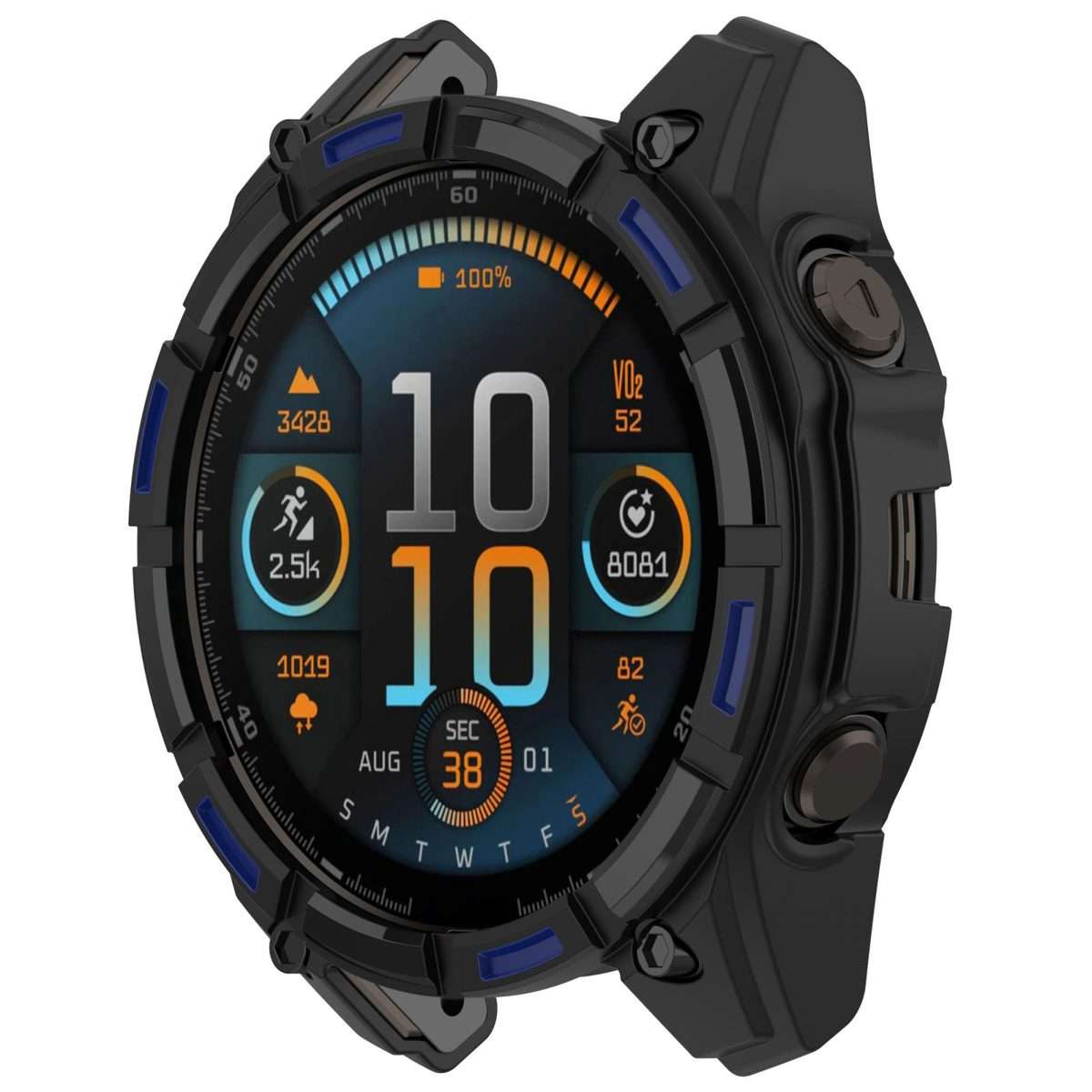 For Garmin Fenix 8 Pro 47mm AMOLED Armor Hollow TPU Half Coverage Watch Protectiv ... (Black Blue)