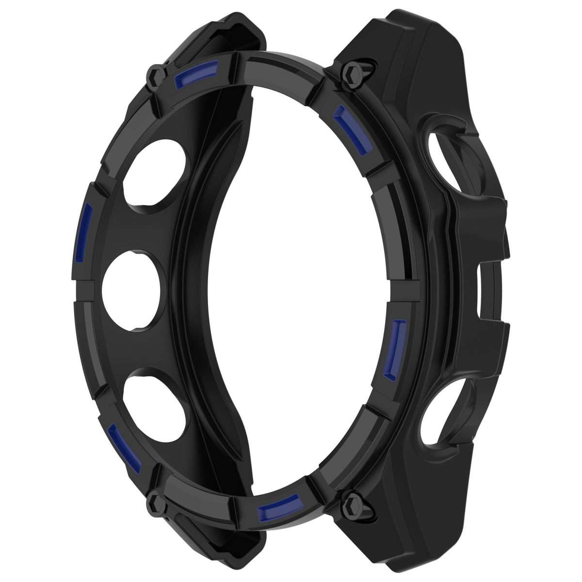 For Garmin Fenix 8 Pro 47mm AMOLED Armor Hollow TPU Half Coverage Watch Protectiv ... (Black Blue)