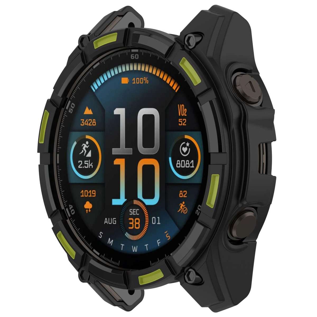 For Garmin Fenix 8 Pro 47mm AMOLED Armor Hollow TPU Half Coverage Watch Protecti ... (Black Green)