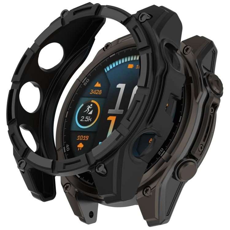 For Garmin Fenix 8 Pro 47mm AMOLED Armor Hollow TPU Half Coverage Watch Protective Cover(Black)