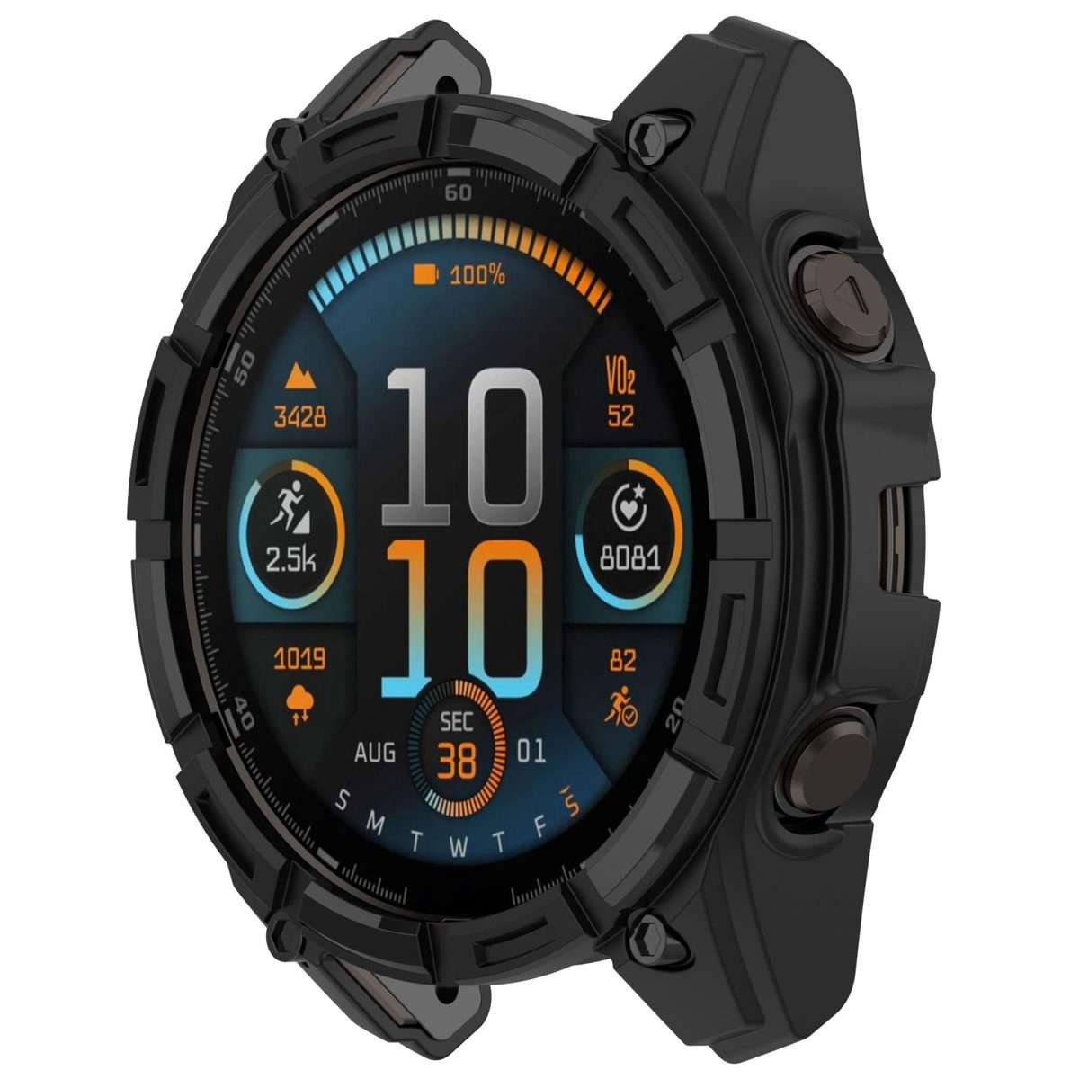 For Garmin Fenix 8 Pro 47mm AMOLED Armor Hollow TPU Half Coverage Watch Protective Cover(Black)